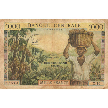 Cameroun - Pick 12b - 1'000 francs - Série Z.16 - 1962 - Etat : B+