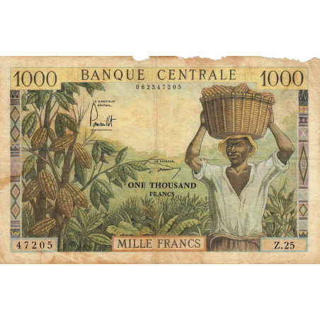 Cameroun - Pick 12b - 1'000 francs - Série Z.25 - 1962 - Etat : AB à B-