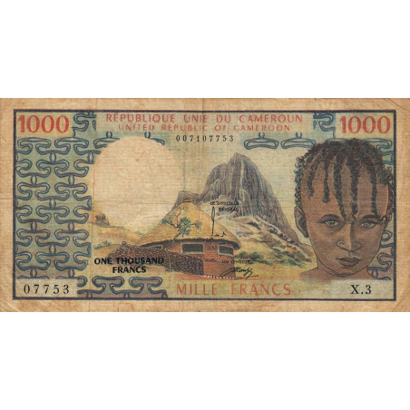 Cameroun - Pick 16a - 1'000 francs - Série X.3 - 1974 - Etat : B+ à TB-