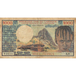 Cameroun - Pick 16a - 1'000 francs - Série S.9 - 1974 - Etat : B+ à TB-
