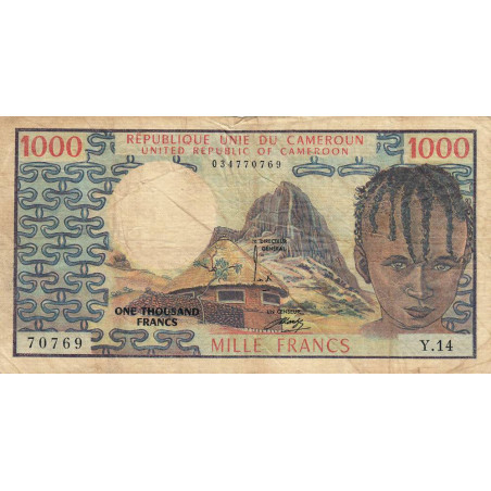 Cameroun - Pick 16a - 1'000 francs - Série Y.14 - 1974 - Etat : TB