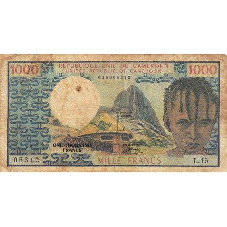 Cameroun - Pick 16a - 1'000 francs - Série L.15 - 1974 - Etat : B+
