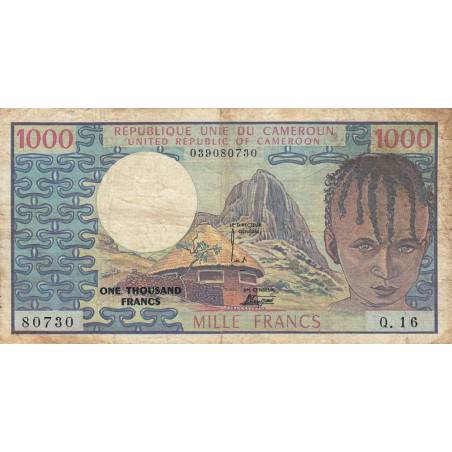 Cameroun - Pick 16b - 1'000 francs - Série Q.16 - 1978 - Etat : TB