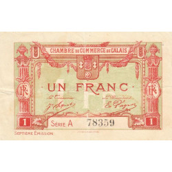 Calais - Pirot 36-41 - 1 franc - Série A - 7e émission (1919) - Etat : TTB