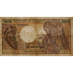 Cameroun - Pick 22_1a - 5'000 francs - Série X.1 - 1984 - Etat : TB