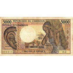 Cameroun - Pick 22_1a - 5'000 francs - Série D.2 - 1984 - Etat : TB