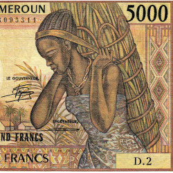 Cameroun - Pick 22_1a - 5'000 francs - Série D.2 - 1984 - Etat : TB