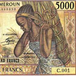 Cameroun - Pick 22_1b - 5'000 francs - Série C.001 - 1985 - Etat : TB-