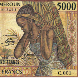 Cameroun - Pick 22_1b - 5'000 francs - Série C.001 - 1985 - Etat : TB-