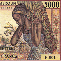 Cameroun - Pick 22_1b - 5'000 francs - Série P.001 - 1985 - Etat : TB+