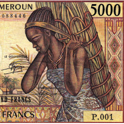 Cameroun - Pick 22_1b - 5'000 francs - Série P.001 - 1985 - Etat : B