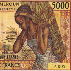 Cameroun - Pick 22_2 - 5'000 francs - Série P.002 - 1990 - Etat : TB-