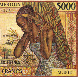 Cameroun - Pick 22_3 - 5'000 francs - Série M.002 - 1992 - Etat : TB-
