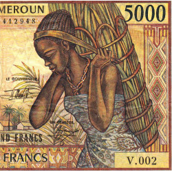 Cameroun - Pick 22_3 - 5'000 francs - Série V.002 - 1992 - Etat : TB-