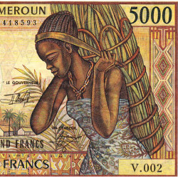 Cameroun - Pick 22_3 - 5'000 francs - Série V.002 - 1992 - Etat : TB+