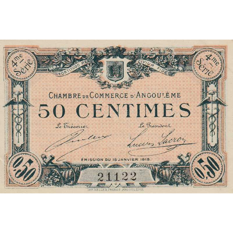 Angoulême - Pirot 9-20 - 50 centimes - 4ème série - 15/01/1915 - Etat : SPL