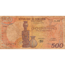 Cameroun - Pick 24a_4 - 500 francs - Série L.03 - 01/01/1988 - Etat : B+