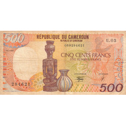 Cameroun - Pick 24b - 500 francs - Série U.03 - 01/01/1990 - Etat : TB