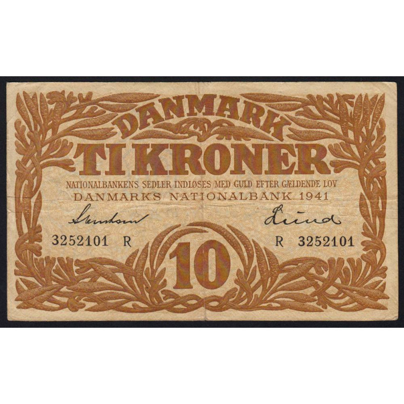 Danemark - Pick 31j_2 - 10 kroner - Série R - 1941 - Etat : TTB