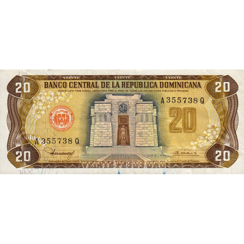 Rép. Dominicaine - Pick 120b1 - 20 pesos oro - 1980 - Etat : TB+