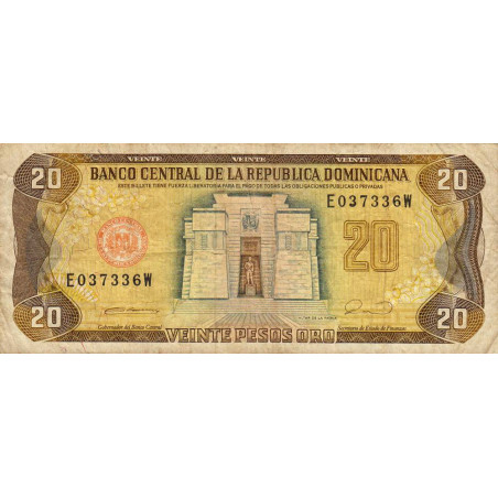 Rép. Dominicaine - Pick 133 - 20 pesos oro - 1990 - Etat : TB-