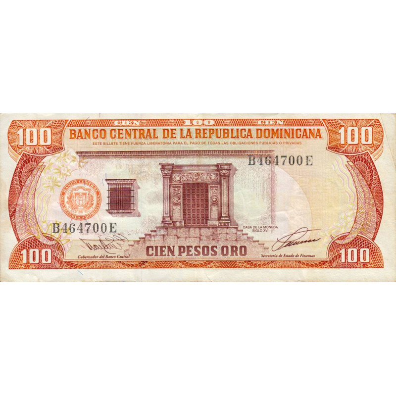 Rép. Dominicaine - Pick 144 - 100 pesos oro - 1993 - Etat : TB+