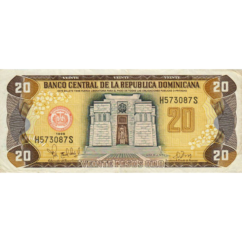 Rép. Dominicaine - Pick 154b - 20 pesos oro - 1998 - Etat : TTB+