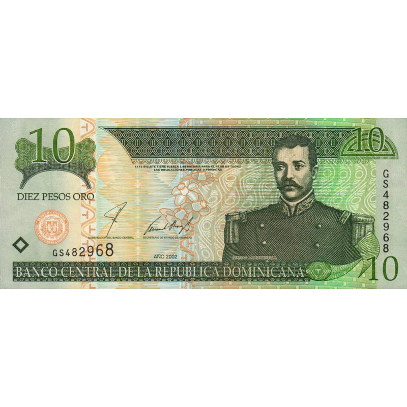 Rép. Dominicaine - Pick 168b - 10 pesos oro - 2002 - Etat : SPL