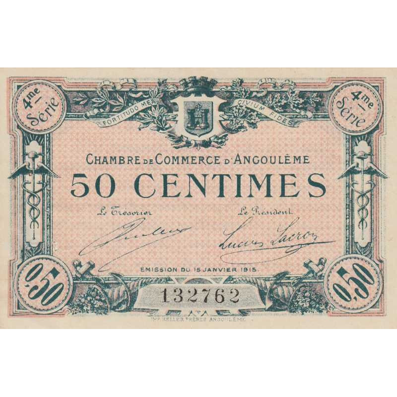 Angoulême - Pirot 9-23 - 50 centimes - 4ème série - 15/01/1915 - Etat : SUP