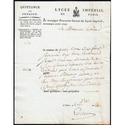 Paris - 1er empire - 1805 - Quittance Lycée Impérial - 402 francs - Etat : SUP