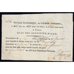 Paris - 1er empire - 1806 - Feuille Economique - 16 francs - Etat : SUP
