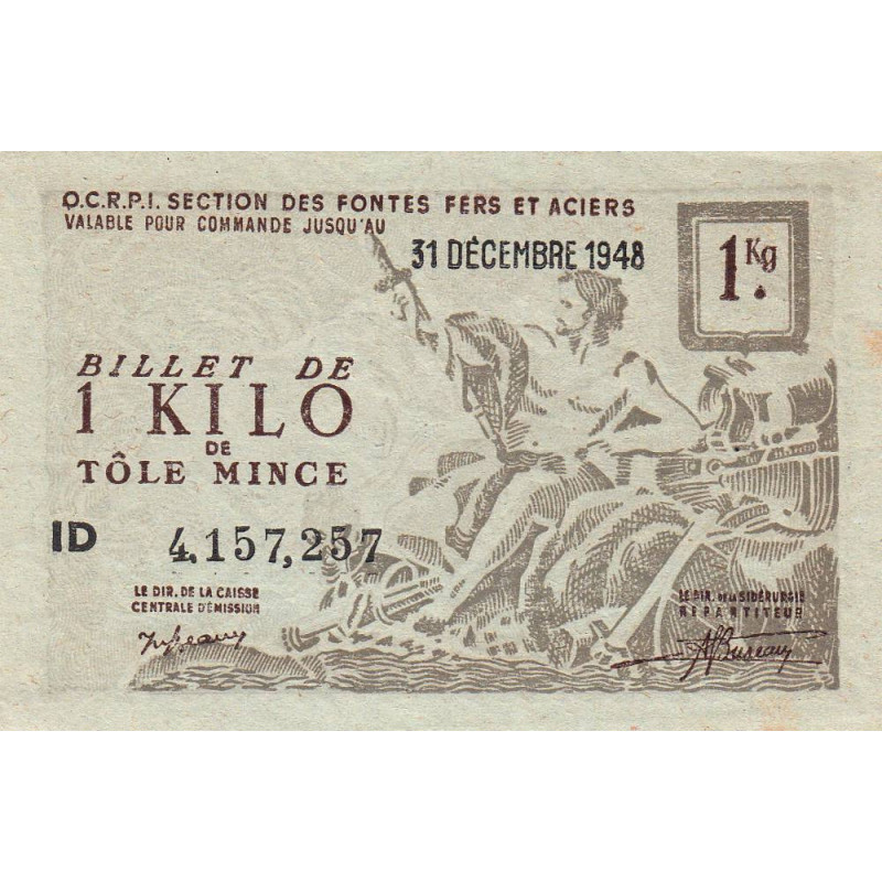 1 kg tôles minces - 31/12/1948 - Non endossé - Série ID - Etat : SPL
