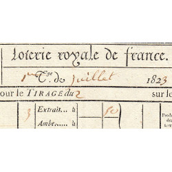 1823 - Bordeaux - Agen - Loterie Royale de France - 1 franc 50 centimes - Etat : SUP