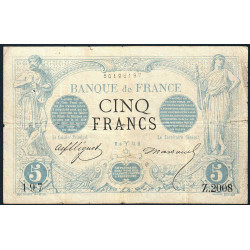 F 01-16 - 06/03/1873 - 5 francs - Noir - Série Z.2008 - Etat : TB à TB+