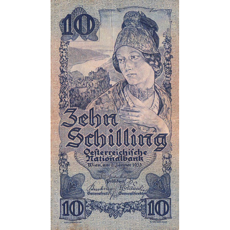 Autriche - Pick 99b- 10 shilling - 02/01/1933 - Etat : TTB