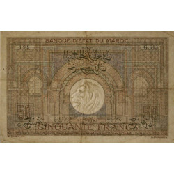 Maroc - Pick 21_3 - 50 francs - Série G.613 - 09/11/1942 - Etat : TTB