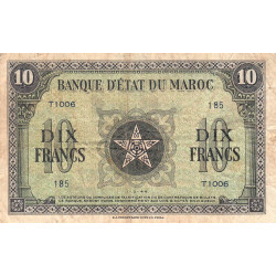 Maroc - Pick 25_3 - 10 francs - Série T 1006 - 01/03/1944 - Etat : TB