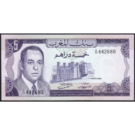 Maroc - Pick 56_1 - 5 dirhams - Série A/90 - 1970 - Etat : NEUF