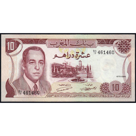 Maroc - Pick 57a_2 - 10 dirhams - Série BA/19 - 1970 - Etat : SUP