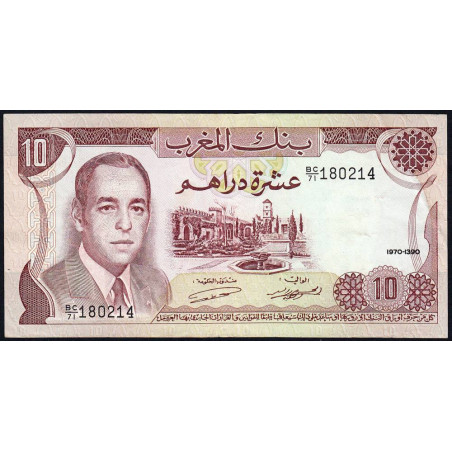 Maroc - Pick 57a_2 - 10 dirhams - Série BB/71 - 1970 - Etat : TTB