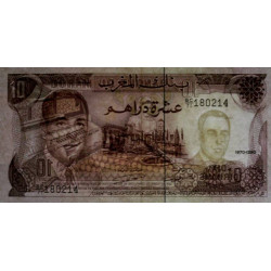 Maroc - Pick 57a_2 - 10 dirhams - Série BB/71 - 1970 - Etat : TTB