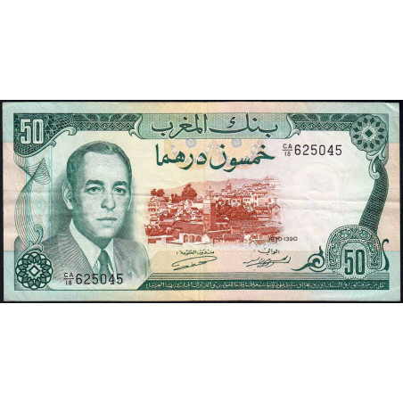 Maroc - Pick 58a_2 - 50 dirhams - Série CA/18 - 1970 - Etat : TTB