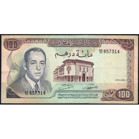 Maroc - Pick 59a_2 - 100 dirhams - Série DA/42 - 1970 - Etat : TB