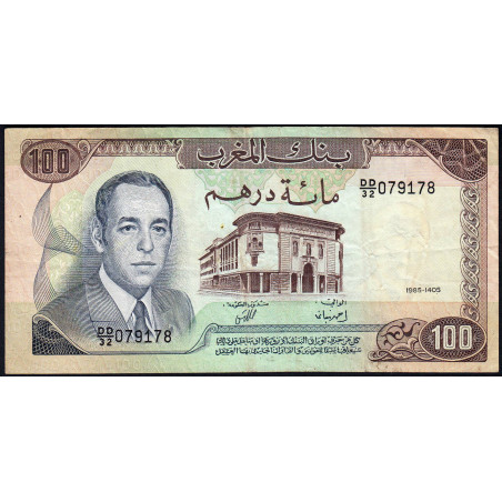 Maroc - Pick 59b - 100 dirhams - Série DD/32 - 1985 - Etat : TB+