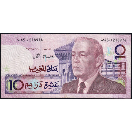 Maroc - Pick 63a - 10 dirhams - Série B45R - 1987 (1991) - Etat : TTB