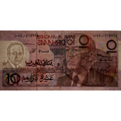 Maroc - Pick 63a - 10 dirhams - Série B45R - 1987 (1991) - Etat : TTB