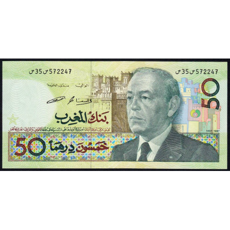 Maroc - Pick 64c - 50 dirhams - 1987 (1998) - Etat : SUP