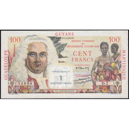 Antilles Françaises - Pick 1 - 1 nouv. franc sur 100 francs - Série D.2 - 1960 - Etat : SUP+