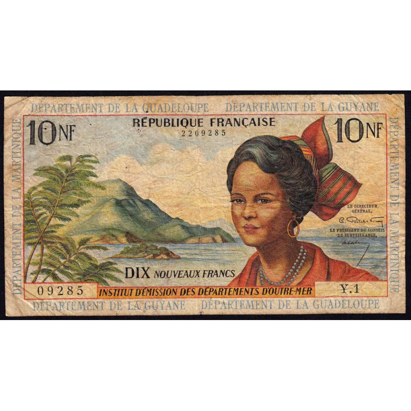 Antilles Françaises - Pick 5 - 10 nouv. francs - Série Y.1 - 1962 - Etat : TB-