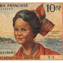 Antilles Françaises - Pick 5 - 10 nouv. francs - Série Y.1 - 1962 - Etat : TB-